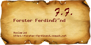 Forster Ferdinánd névjegykártya
